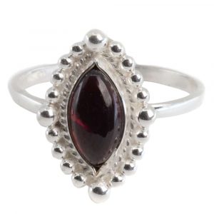 Gemstone Ring Garnet - 925 Silver (Size 17)