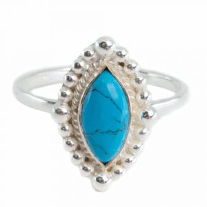 Gemstone Ring Turquoise - 925 Silver (Size 17)