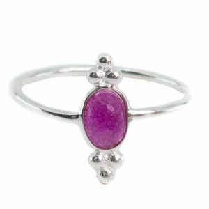 Gemstone Ring Ruby (tinted) - 925 Silver - Fancy (Size 17)