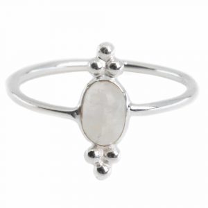 Gemstone Ring Rainbow Moonstone - 925 Silver - Fancy (Size 17)