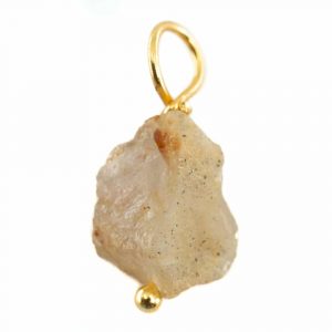 Raw Gemstone Pendant Gold Rutile Quartz 925 Silver and Gold Plated (8 - 12 mm)