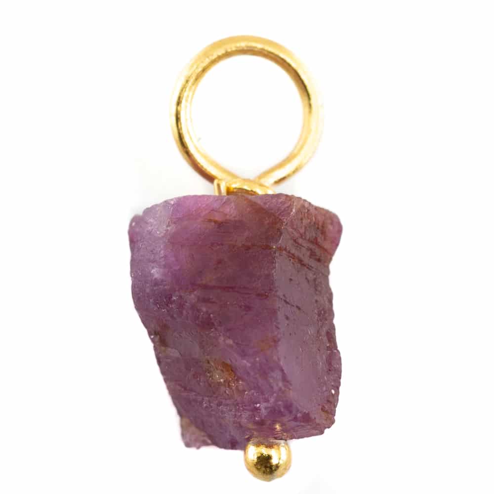 Raw Gemstone Pendant Ruby 925 Silver and Gold Plated (8 - 12 mm)