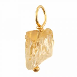 Raw Gemstone Pendant Citrine 925 Silver and Gold Plated (8 - 12 mm)