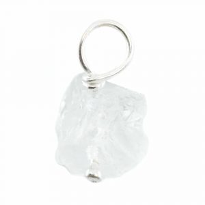 Raw Gemstone Pendant White Calcite 925 Silver (8 - 12 mm)