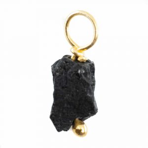 Raw Gemstone Pendant Black Tourmaline 925 Silver and Gold Plated (8 - 12 mm)