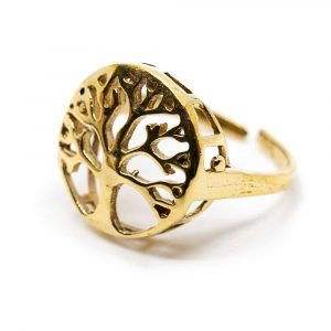 Adjustable Ring Tree of Life Gold-tone Brass (20 mm)