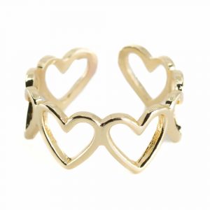 Adjustable Ring Hearts Copper Gold Colored