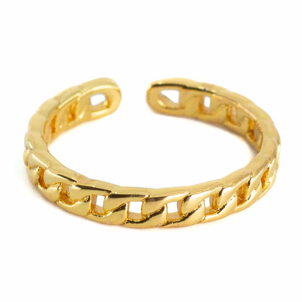 Adjustable Ring Chain Link Copper Gold Colored