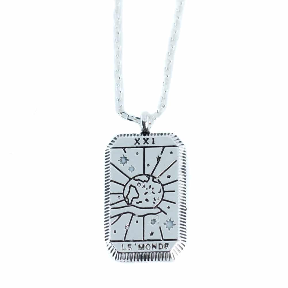 Amulet Tarot 'The World' - Brass Silver Colored