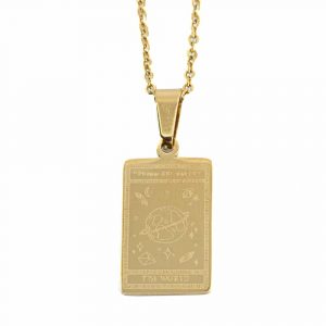 Amulet Tarot 'The World' -Stainless Steel Gold Colored