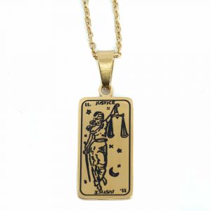 Amulet Tarot 'Justice'- Stainless Steel Gold Colored