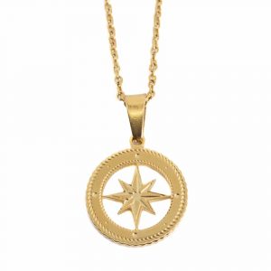 Stainless Steel Pendant Compass Rose Gold Colored (20 mm)