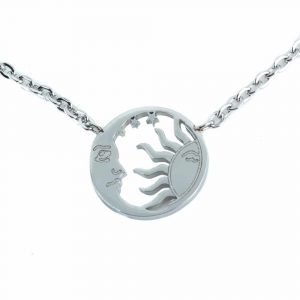 Stainless Steel Pendant Sun/Moon Silver Colored -10 mm