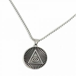 Amulet Silver Color All Seeing Evil Eye Pyramid (35 mm)