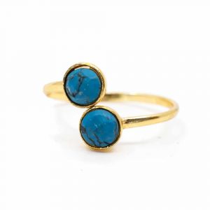 Birthstone Ring Turquoise December - 925 Silver & Gold-plated  - Adjustable