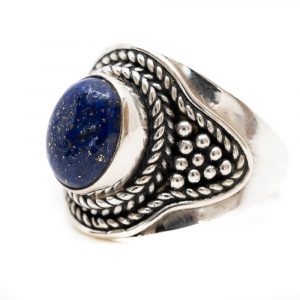 Gemstone Ring Lapis Lazuli 925 Silver "Feze" (Size 17)