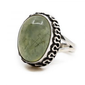 Gemstone Ring Prehnite 925 Silver "Yenra" (Size 17)