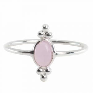 Gemstone Ring Rose Quartz - 925 Silver - Fancy (Size 17)