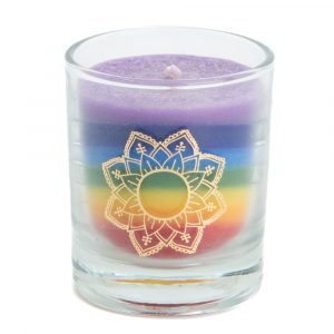 Fair Trade 7 Chakras Mandala Stearin Candle in Glass