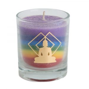 Fair Trade 7 Chakras Buddha Stearin Candle in Glass