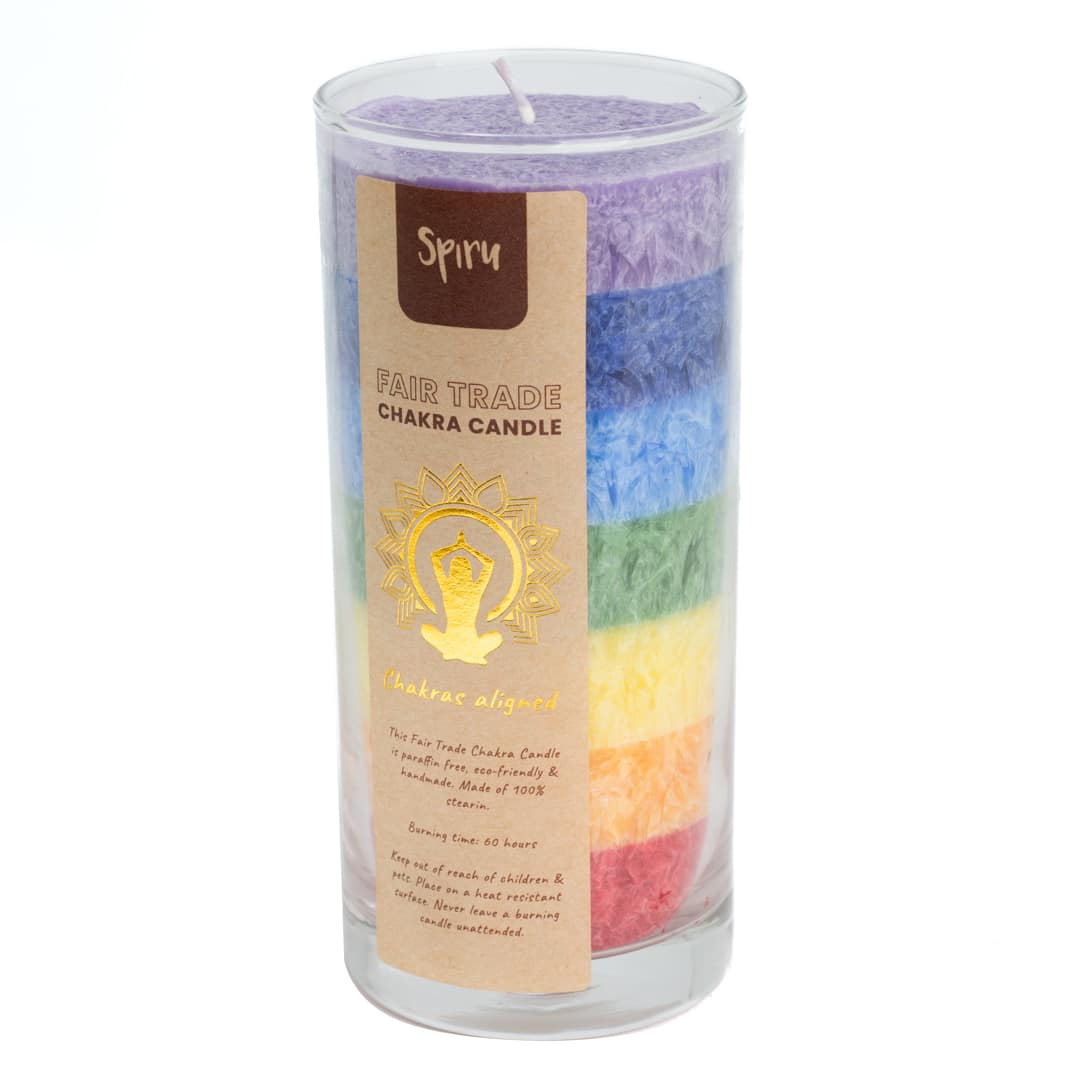Fair Trade 7 Chakras Stearin Candle (60 Hour Burning Time)
