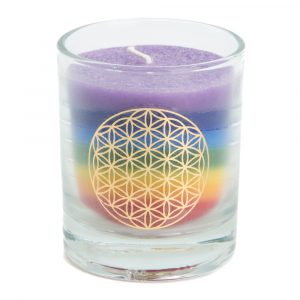 Fair Trade 7 Chakra's Flower of Life Stearin Candle in Glass