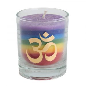 Fair Trade 7 Chakra's OHM Stearine Candle in Glass