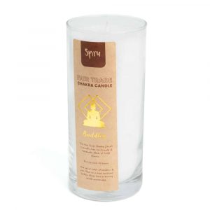 Fair Trade Buddha Stearin Candle - White (60 Hour Burning Time)