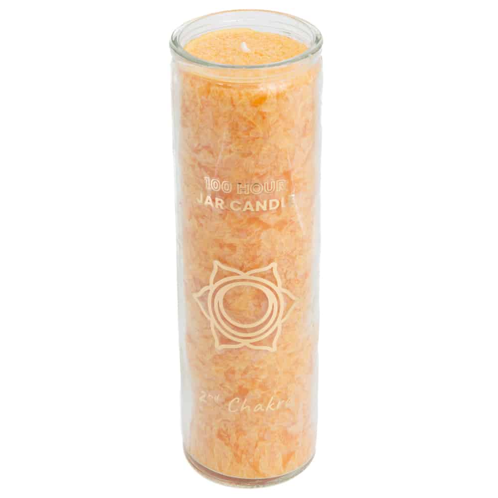 Fair Trade Sacral Chakra (2nd) Stearin Candle in Glass - Orange (100 Hour Burning Time)