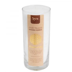 Fair Trade Flower of Life Stearin Candle - White (60 Hour Burning Time)
