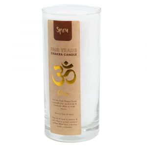 Fair Trade OHM Stearin Candle in Glass - White (60 Hour Burning Time)