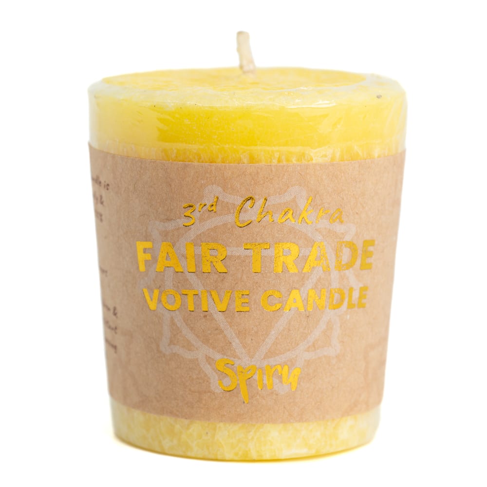 Fair Trade Votive Wish Candle Solar Plexus Chakra (3rd) - Yellow (10 Hour Burning Time)