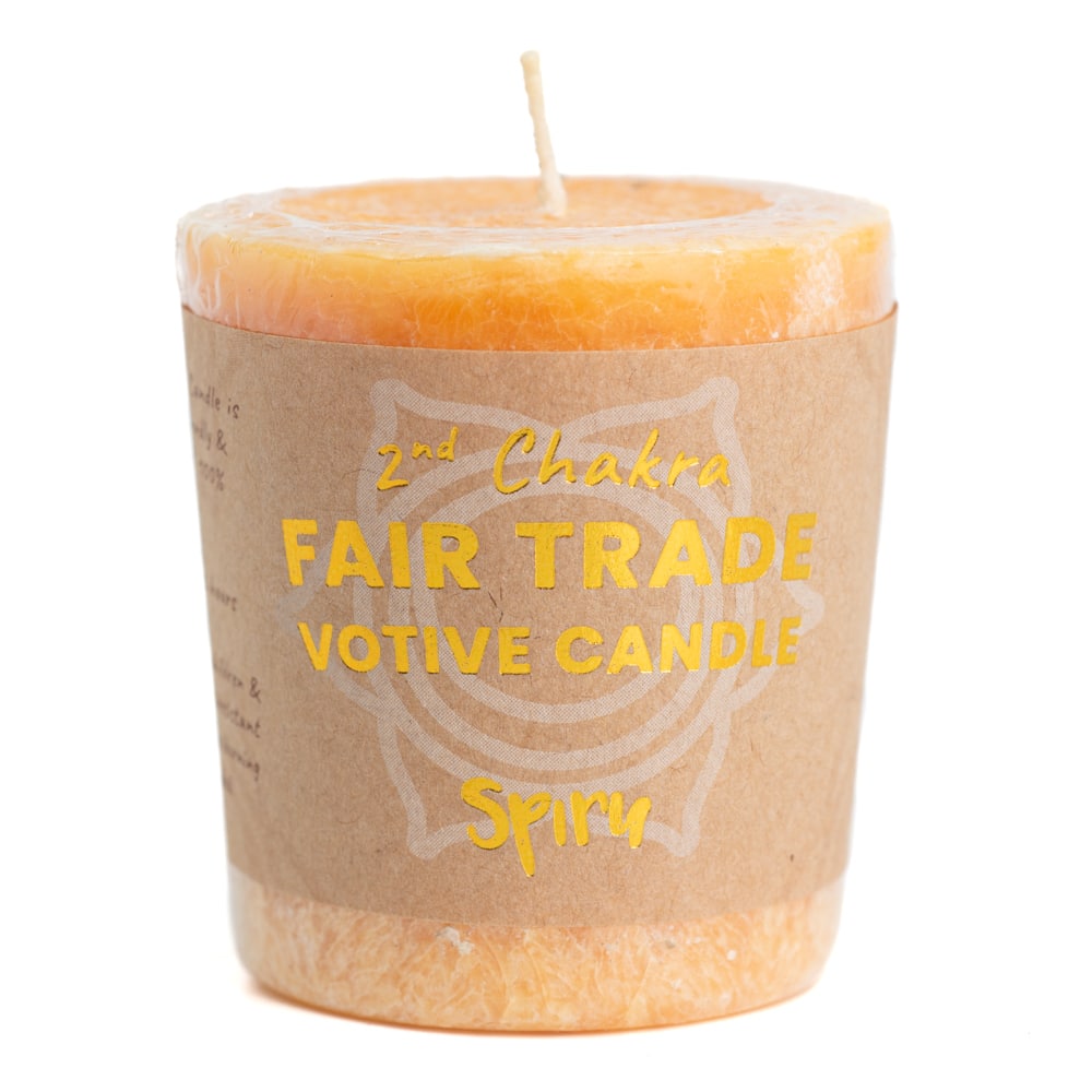 Fair Trade Votive Wish Candle Sacral Chakra (2nd)- Orange (10 Hour Burning Time)