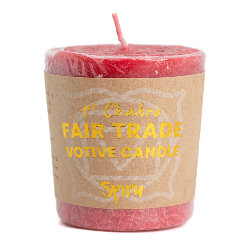 Fair Trade Votive Wish Candle Root Chakra (1st) - Red (10 Hour Burning Time)