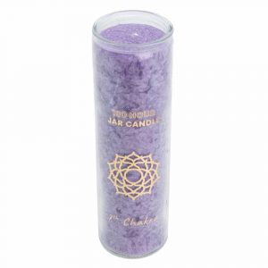Fair Trade Crown Chakra (7th) Stearin Candle in Glass - Purple (100 Hour Burning Time)