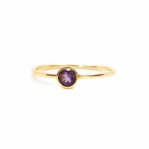 Birthstone Ring Amethyst February - 925 Silver & Gold-plated  (Size 17)