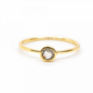 Birthstone Ring Rock Crystal April - 925 Silver & Gold-plated  (Size 17)