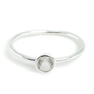 Birthstone Ring Rock Crystal April - 925 Silver