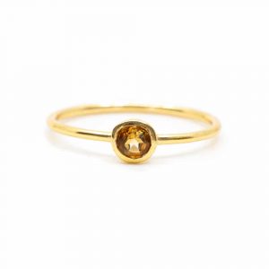 Birthstone Ring Citrine November - 925 Silver & Gold-plated  (Size 17)