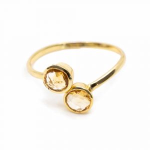 Birthstone Ring Citrine November - 925 Silver & Gold-plated  - Adjustable