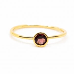 Birthstone Ring Garnet January - 925 Silver & Gold-plated  (Size 17)
