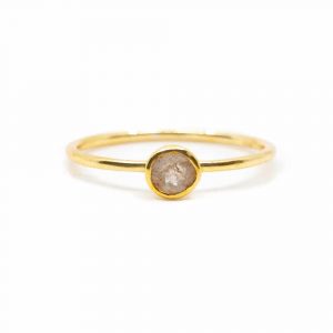 Birthstone Ring Moonstone June - 925 Silver & Gold-plated  (Size 17)
