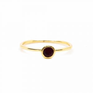 Birthstone Ring Ruby July - 925 Silver & Gold-plated  (Size 17)
