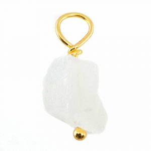 Raw Gemstone Pendant Rainbow Moonstone 925 Silver and Gold Plated (8 - 12 mm)