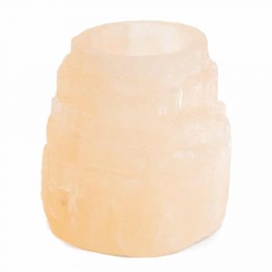 Selenite Tea Light Holder Cylinder Orange - 5 x 8 cm (approx. 600 grams)