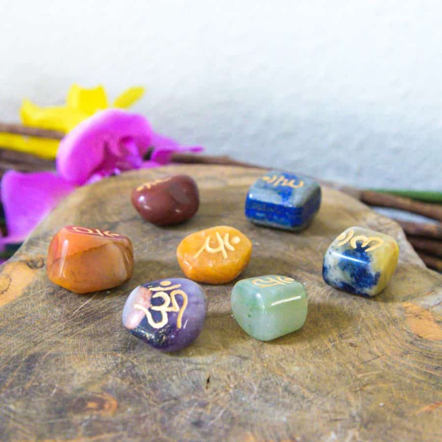 chakra stone gemstones with reiki symbols