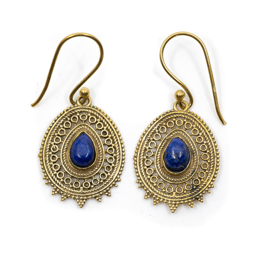 Gemstone Bohemian Earrings Lapis Lazuli (25 mm)