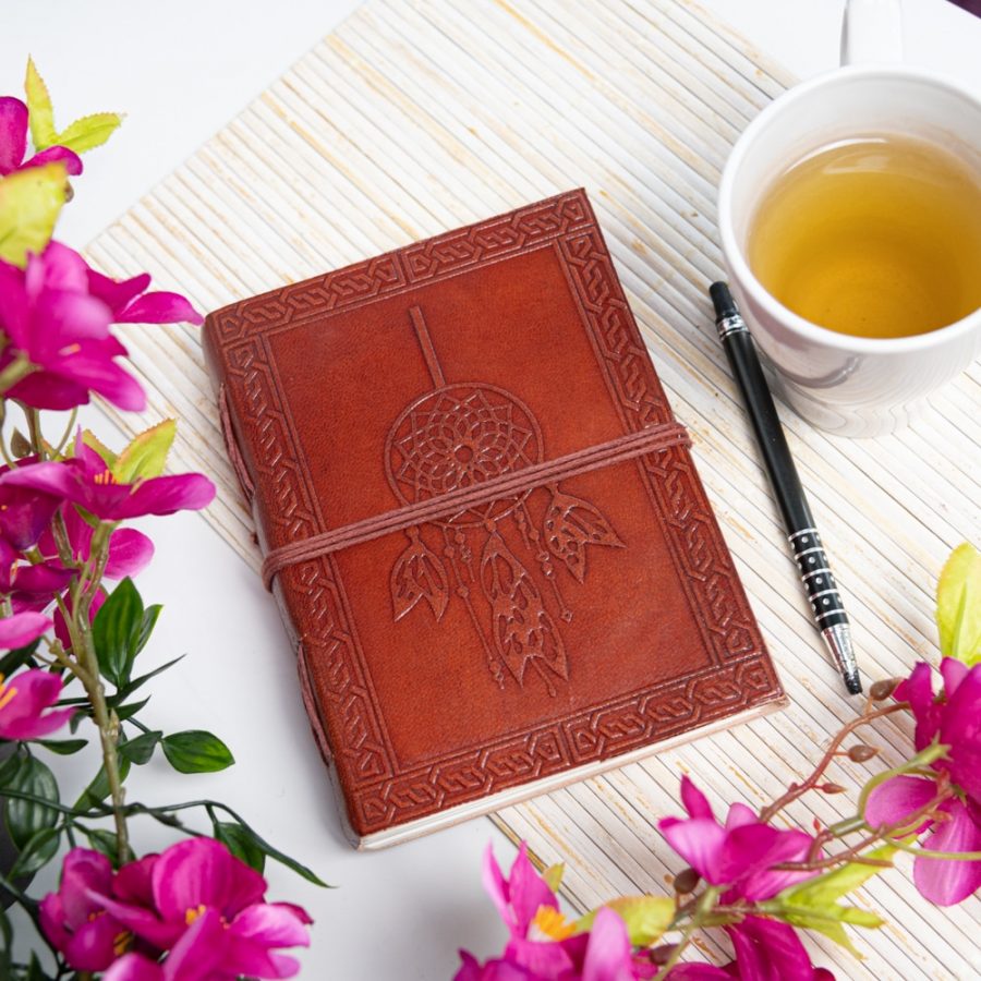 dreamcatcher notebook leather tea