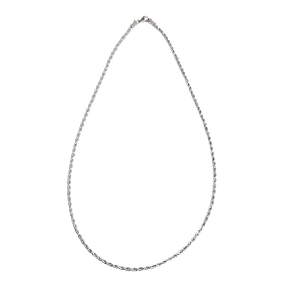Braided Steel Necklace with Carabiner Silver Colored (60 cm / 3 mm)