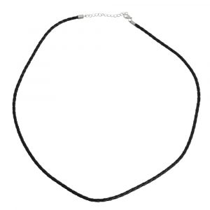Braided Leather Necklace with Carabiner Black (60 cm / 3 mm)